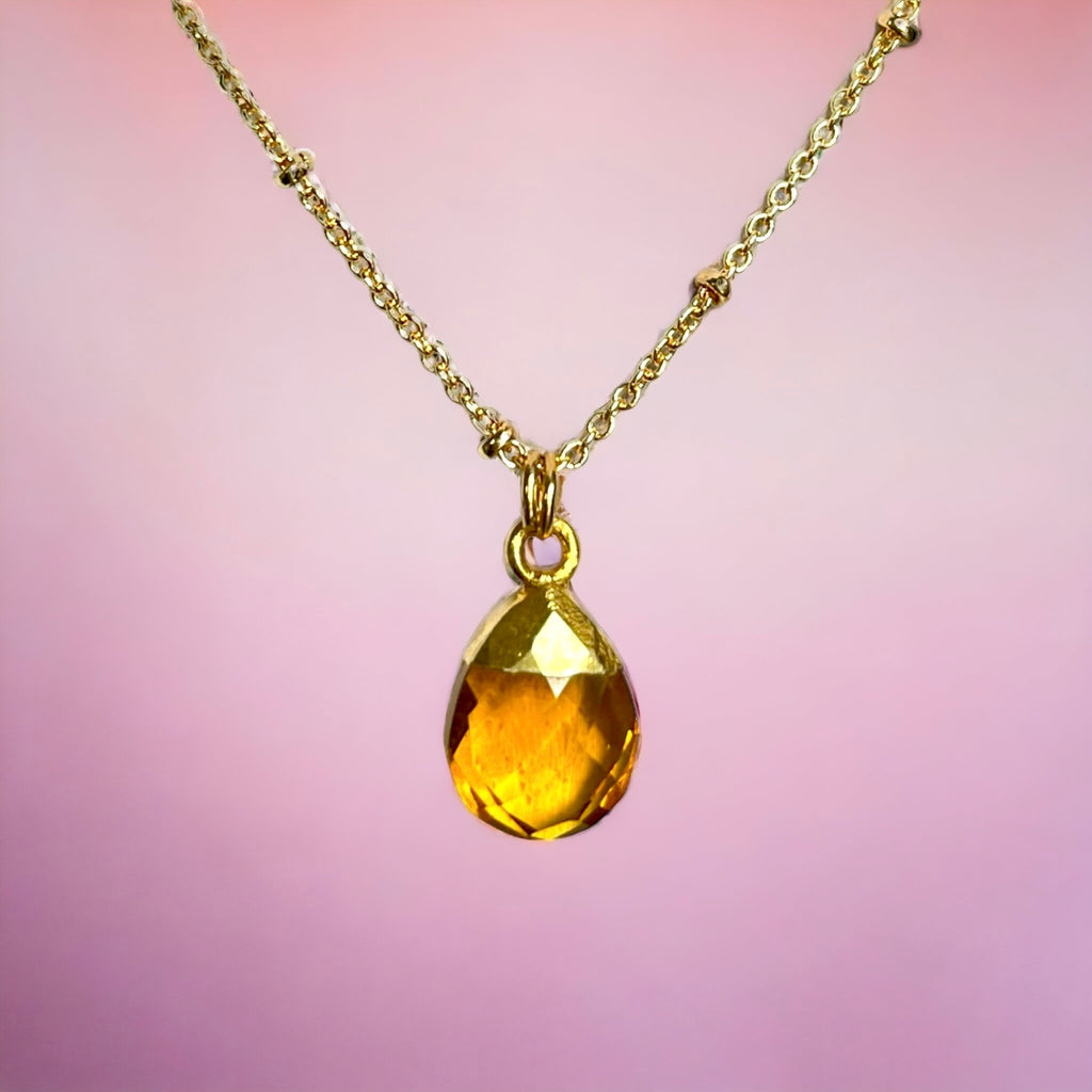 pendentif femme pierre citrine jaune doré tourmalyn bijoux