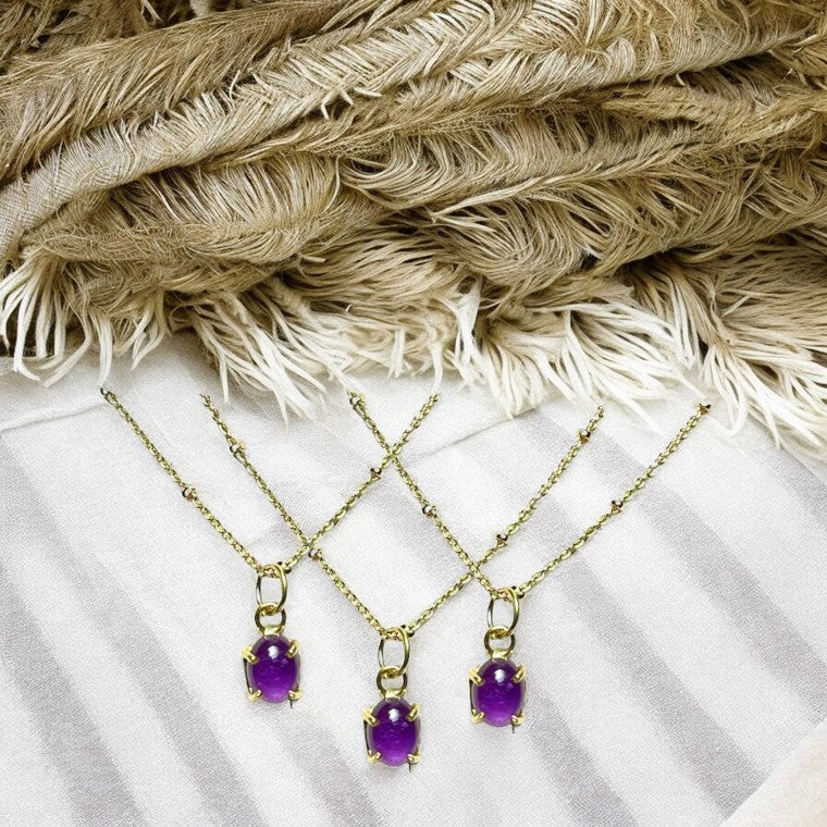 Pendentif "ADRIANA" doré or fin pierre d’ Améthyste