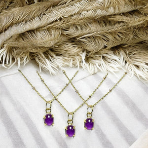 Pendentif "ADRIANA" doré or fin pierre d’ Améthyste