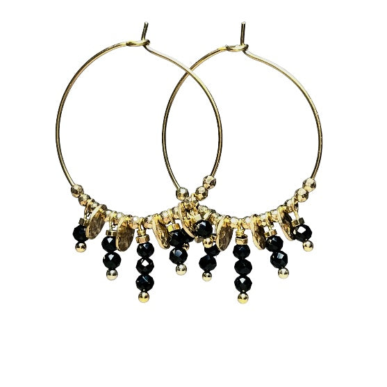 boucles oreilles femme acier inoxydable onyx - fond blanc