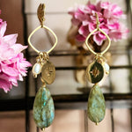 Boucles d'oreilles "MARIE" acier inoxydable et Labradorite