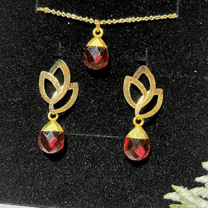 cadeau bijoux femme coffret boucles oreilles et pendentif en pierre naturelle tourmaline rose tourmalyn bijoux - vue ce dessus