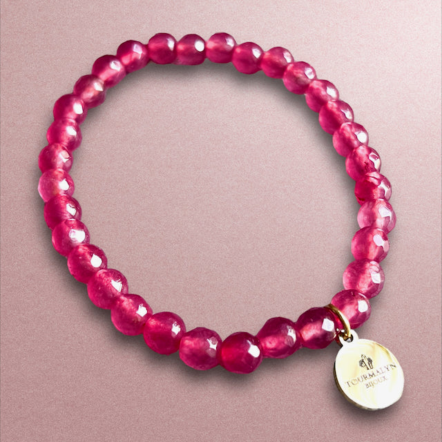 bracelet femme pierre agate rose bijoux tendance - fond beige