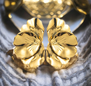 Boucles d'oreilles "MAJESTUEUSE" en acier inoxydable doré