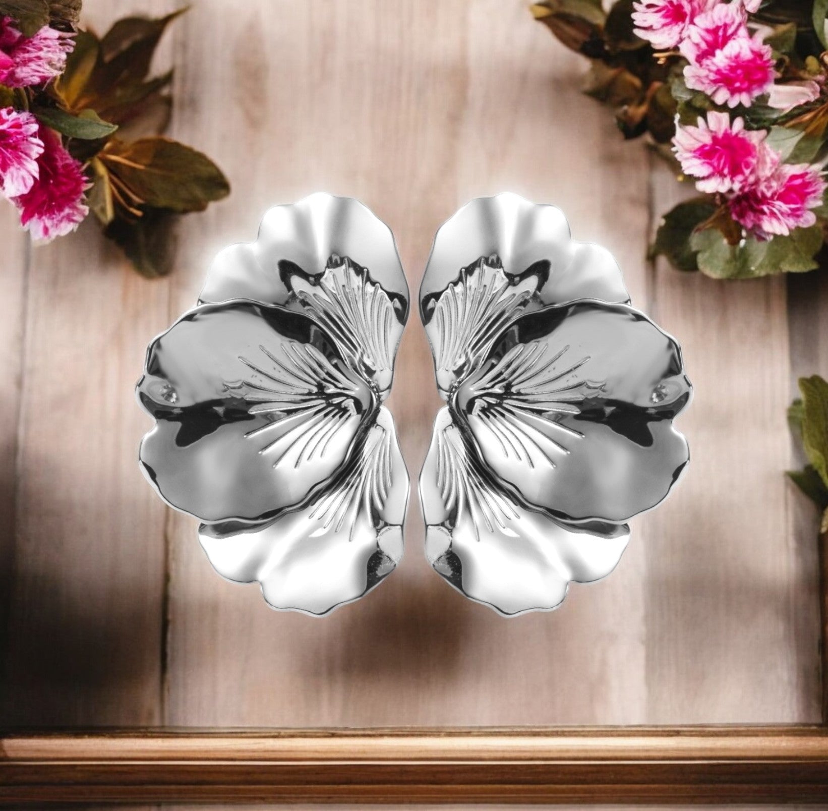 Boucles d'oreilles "MAJESTUEUSE" en acier inoxydable argenté