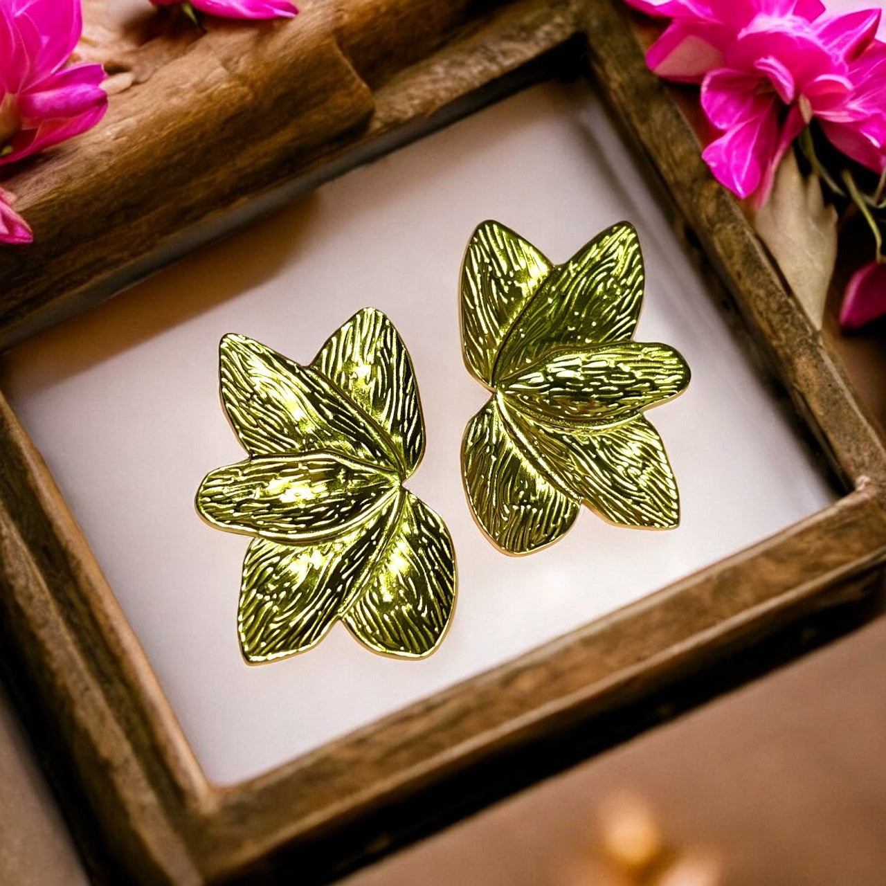 Boucles d'oreilles "ORCHIDS" en acier inoxydable