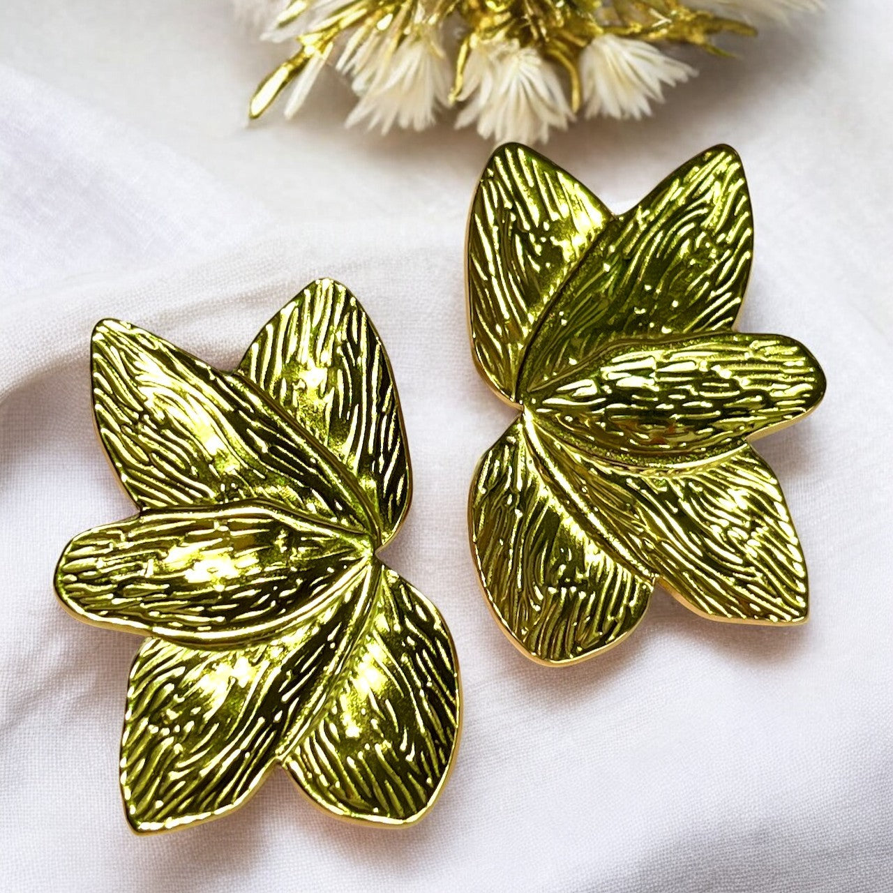 Boucles d'oreilles "ORCHIDS" en acier inoxydable