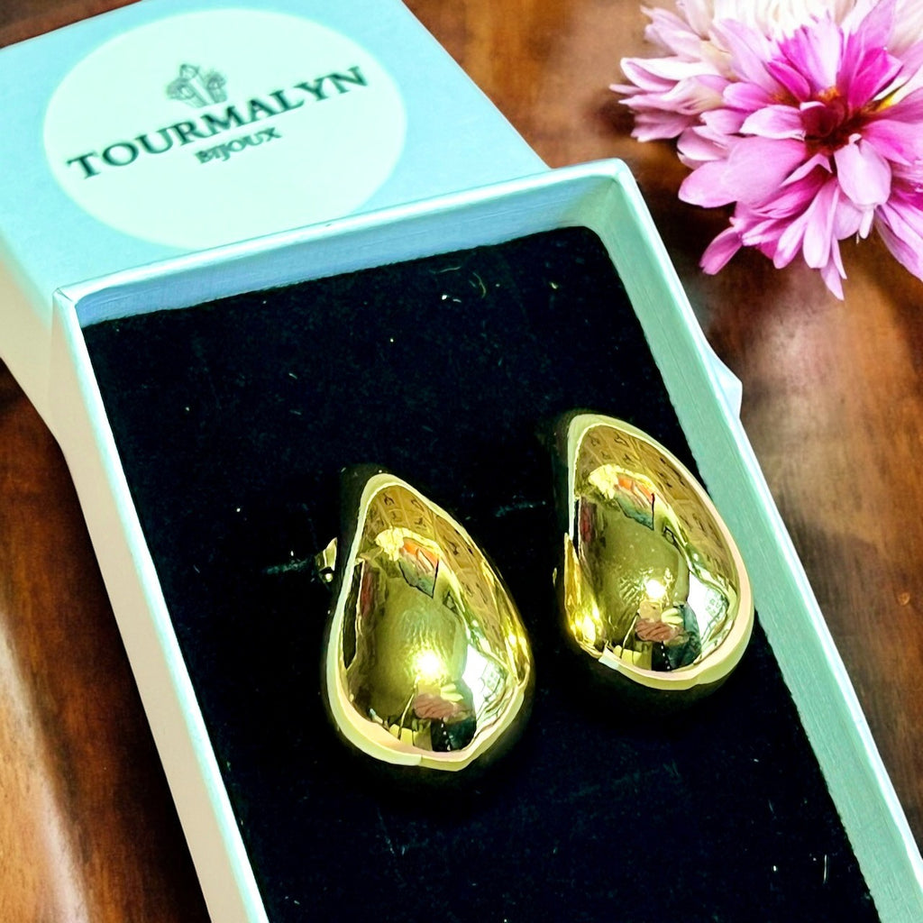 Boucles d'oreilles "AMENDA" en acier inoxydable doré