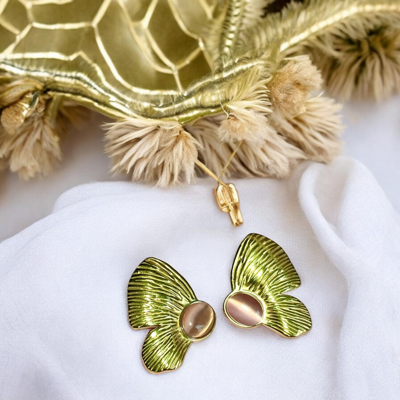 Boucles d'oreilles "GISELE" en acier inoxydable et agate