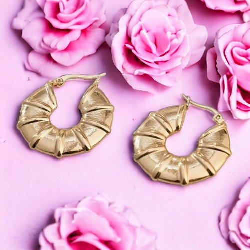 Boucles d'oreilles "ASTERIA" en acier inoxydable doré