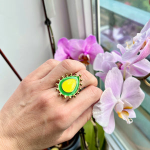 Bague "SIRENYA" adaptable en acier inoxydable émaillé