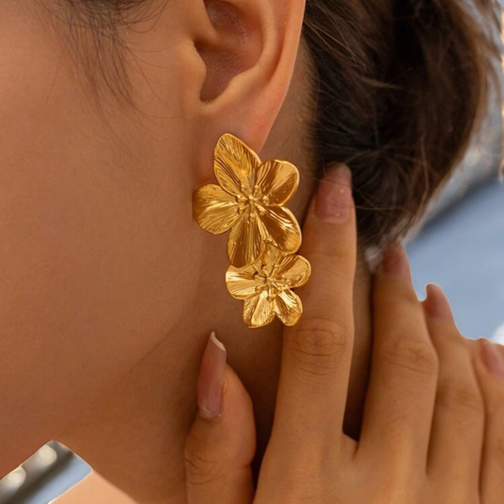 Boucles d'oreilles "ELIXIR" en acier inoxydable doré