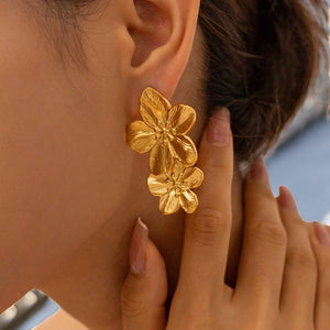 Boucles d'oreilles "ELIXIR" en acier inoxydable doré
