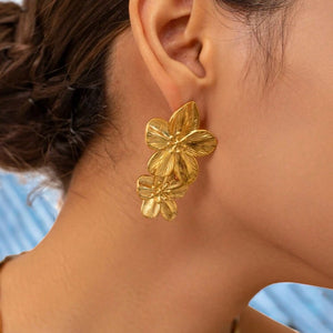 Boucles d'oreilles "ELIXIR" en acier inoxydable doré