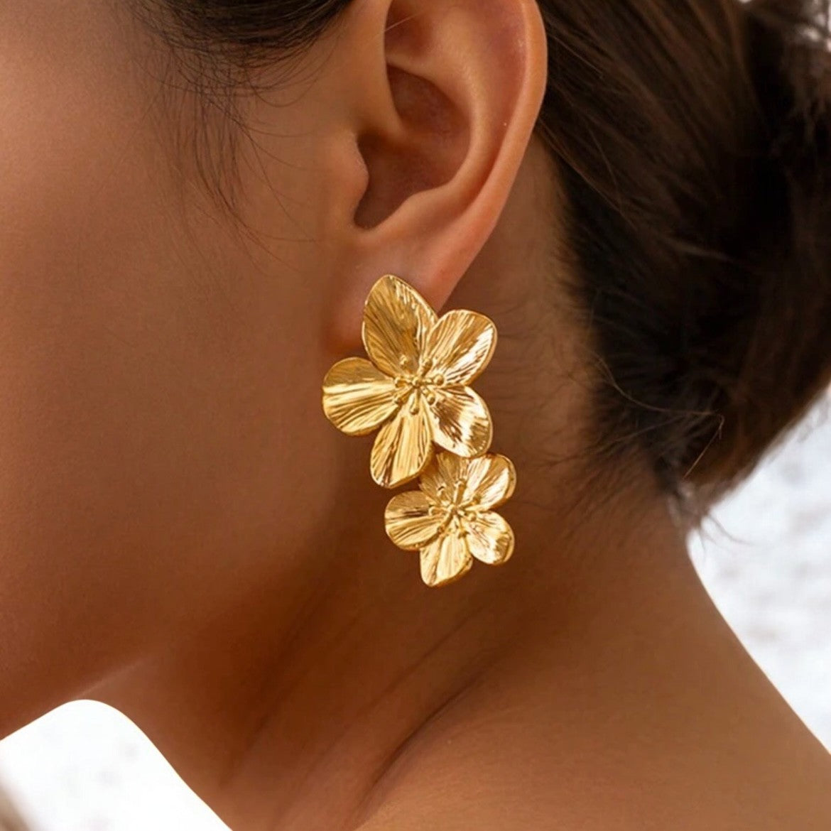Boucles d'oreilles "ELIXIR" en acier inoxydable doré