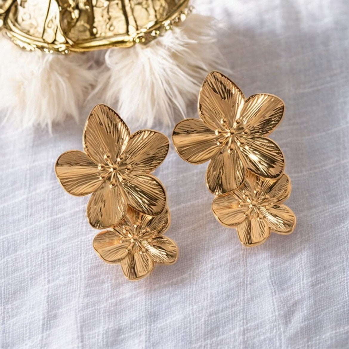 Boucles d'oreilles "ELIXIR" en acier inoxydable doré