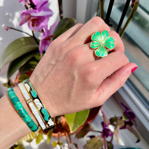 Bague "ZEPHIRA" adaptable en acier inoxydable émaillé