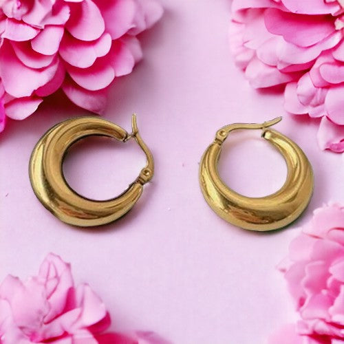 Boucles d'oreilles "SAPHIRA" en acier inoxydable doré