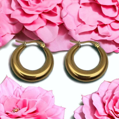 Boucles d'oreilles "SAPHIRA" en acier inoxydable doré