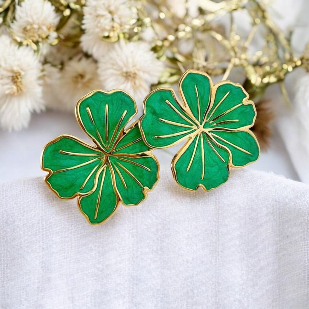 Boucles d'oreilles "CALYPSO" en acier inoxydable doré émaillé