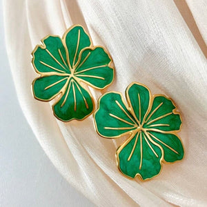 Boucles d'oreilles "CALYPSO" en acier inoxydable doré émaillé