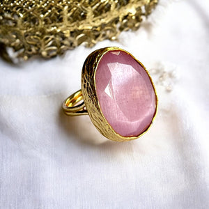Bague "ECLISIA" pierre naturelle agate rose