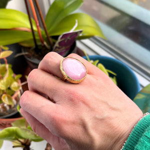 Bague "ECLISIA" pierre naturelle agate rose