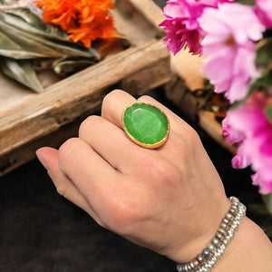 Bague "FLORIA" pierre naturelle agate verte