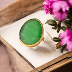 Bague "FLORIA" pierre naturelle agate verte