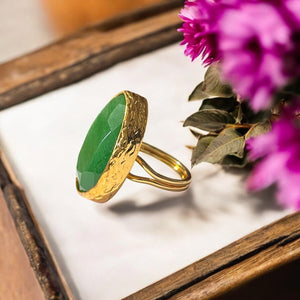 Bague "FLORIA" pierre naturelle agate verte