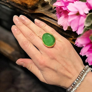 Bague "FLORIA" pierre naturelle agate verte