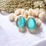 Boucles d’oreilles "ROSALIA" dorées or fin pierre naturelle Agate bleue