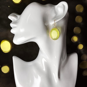 Boucles d’oreilles "OPALYS" dorées or fin pierre naturelle Agate verte
