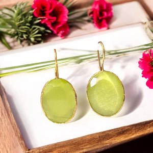 Boucles d’oreilles "OPALYS" dorées or fin pierre naturelle Agate verte