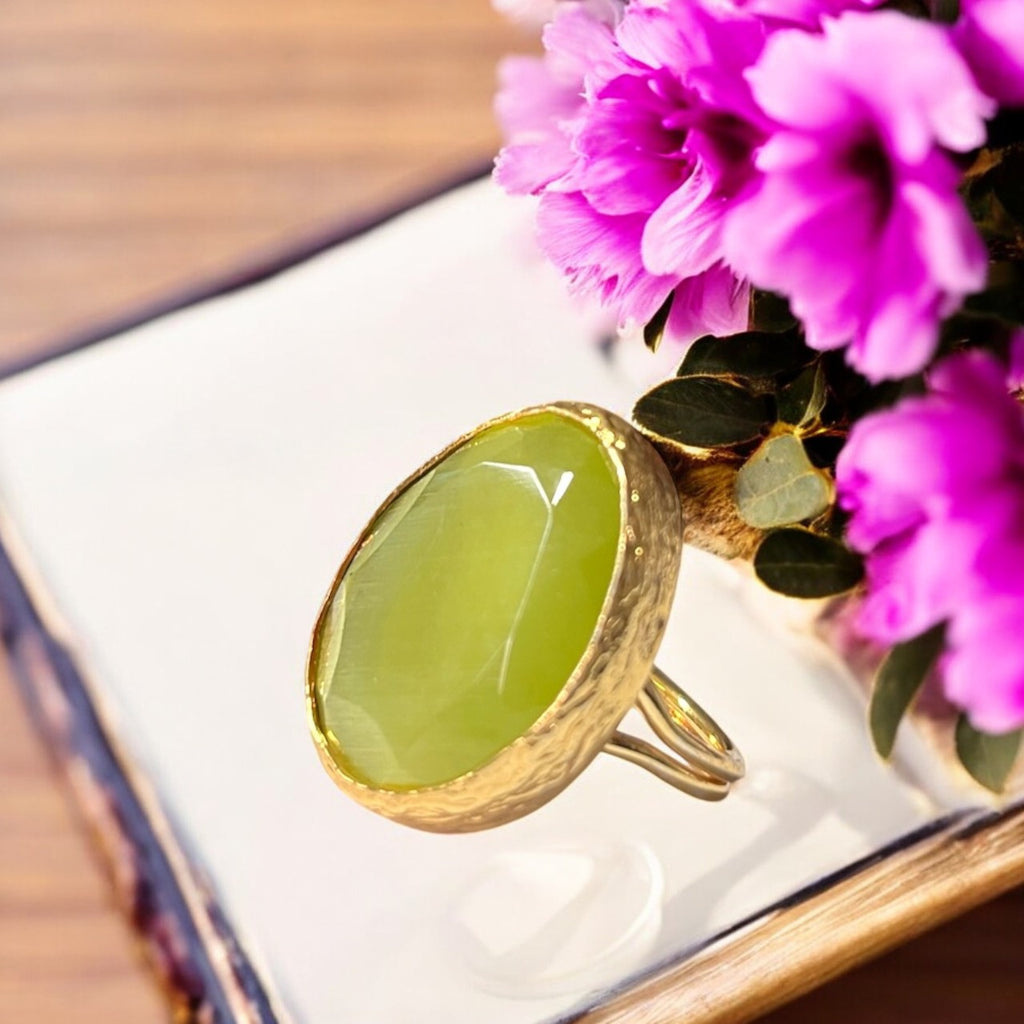 Bague "OPALYS" pierre naturelle agate verte