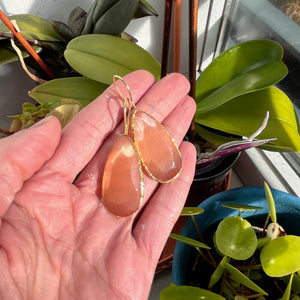 Boucles d’oreilles "DIAMORA 2" dorées or fin pierre naturelle Agate orange