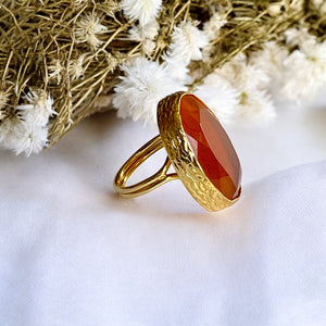 Bague "DIAMORA" pierre naturelle agate orange