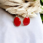 Boucles d’oreilles "ICONIA" pierre naturelle Agate rouge dorées or fin