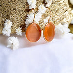 Boucles d’oreilles "MIRAE" pierre naturelle Agate orange dorées or fin