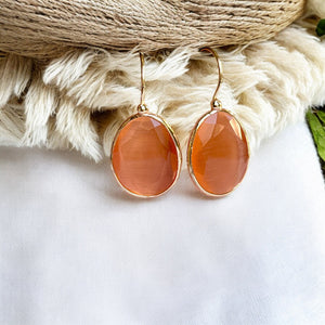 Boucles d’oreilles "MIRAE" pierre naturelle Agate orange dorées or fin
