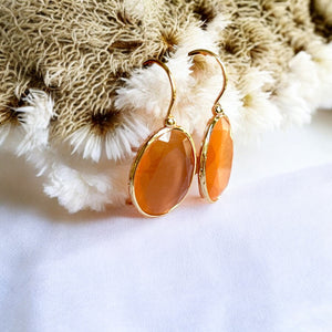Boucles d’oreilles "MIRAE" pierre naturelle Agate orange dorées or fin