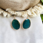 Boucles d’oreilles "LIVORA" pierre naturelle Agate verte dorées or fin