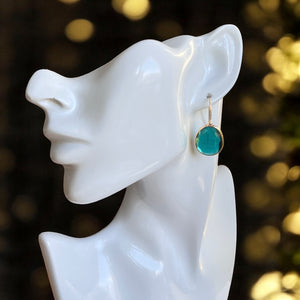 Boucles d’oreilles "LIVORA" pierre naturelle Agate verte dorées or fin