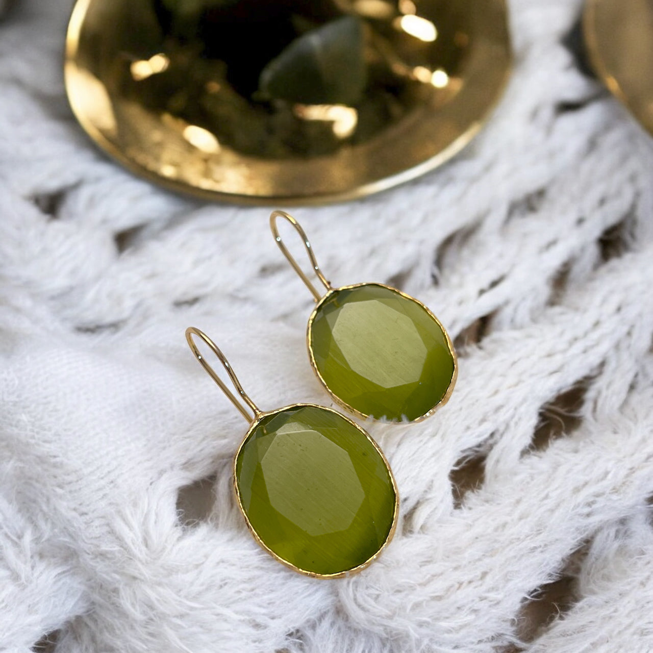 Parure « AGATELLE » dorée or fin en agate verte