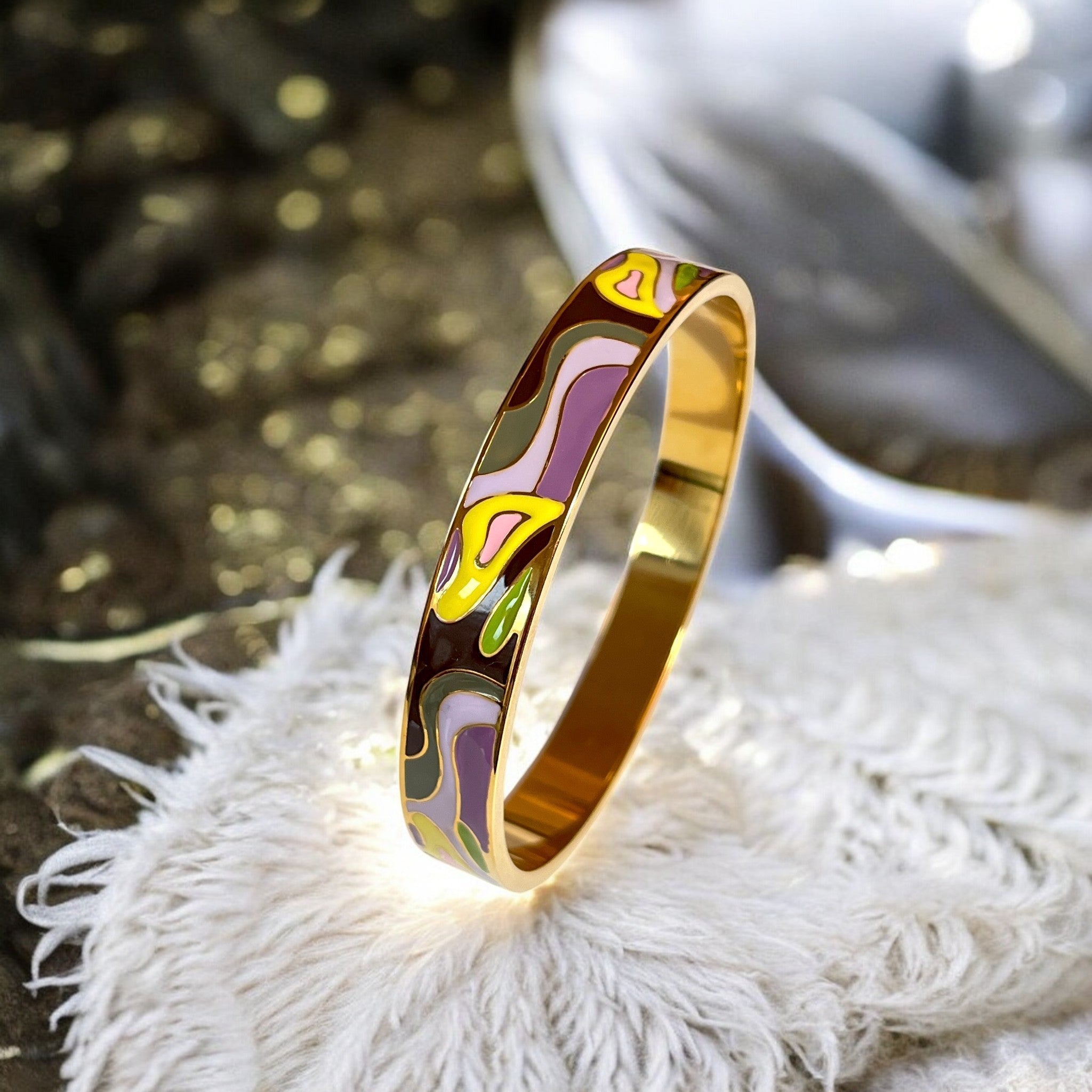 Bracelet jonc "VELORIA" acier inoxydable émaillé