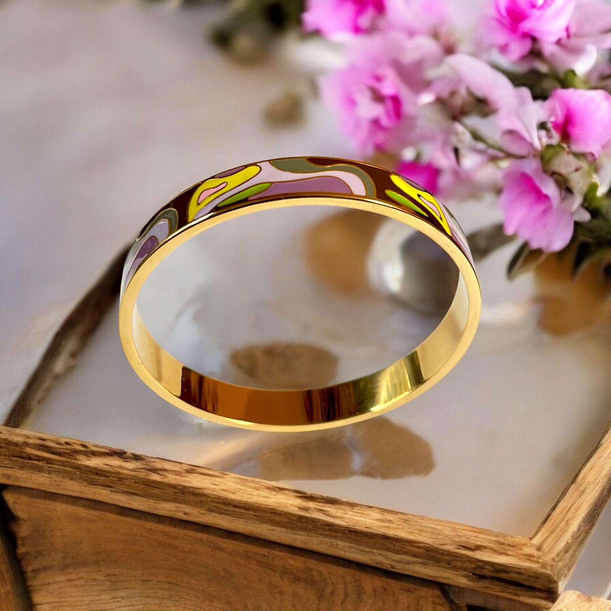 Bracelet jonc "VELORIA" acier inoxydable émaillé