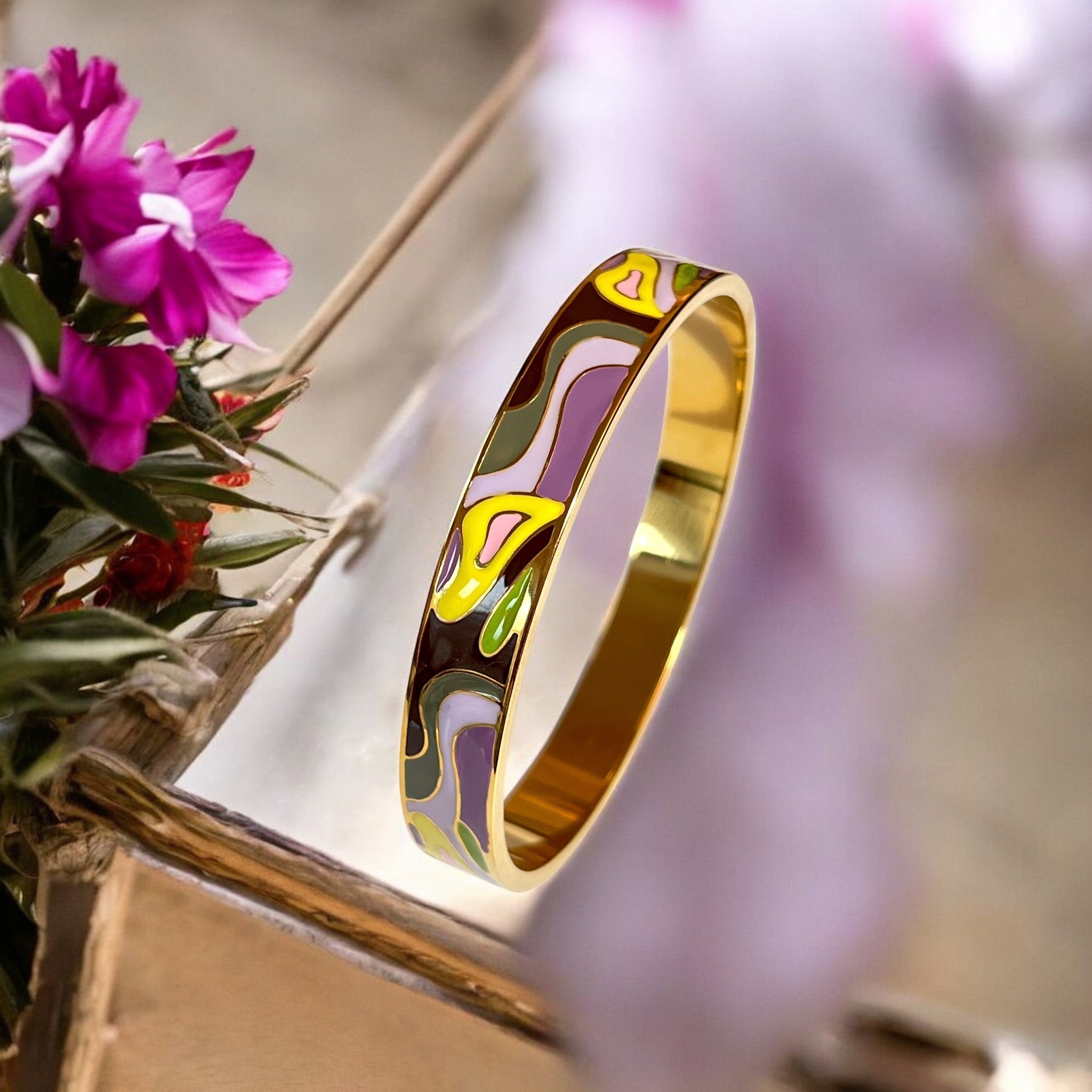 Bracelet jonc "VELORIA" acier inoxydable émaillé