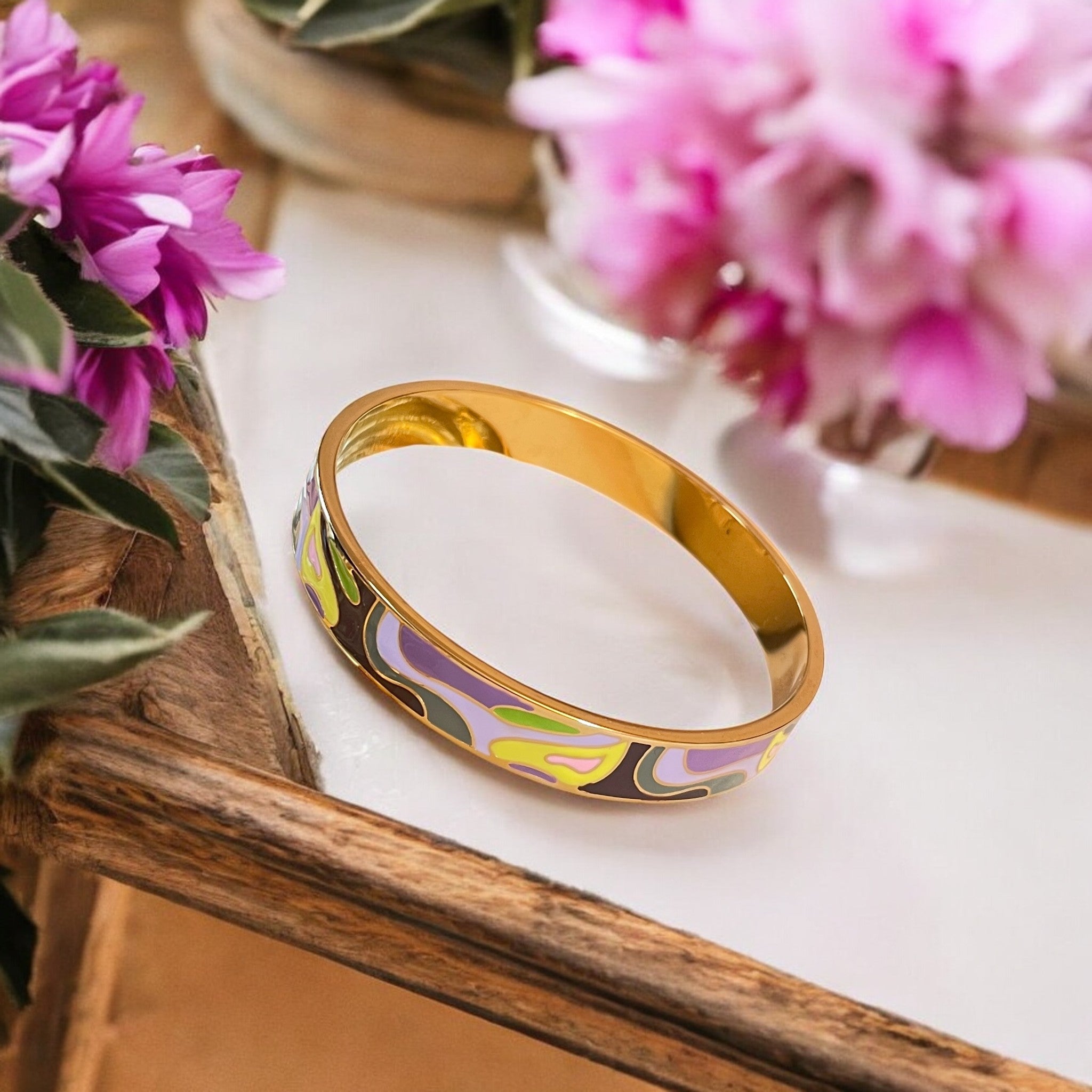 Bracelet jonc "VELORIA" acier inoxydable émaillé