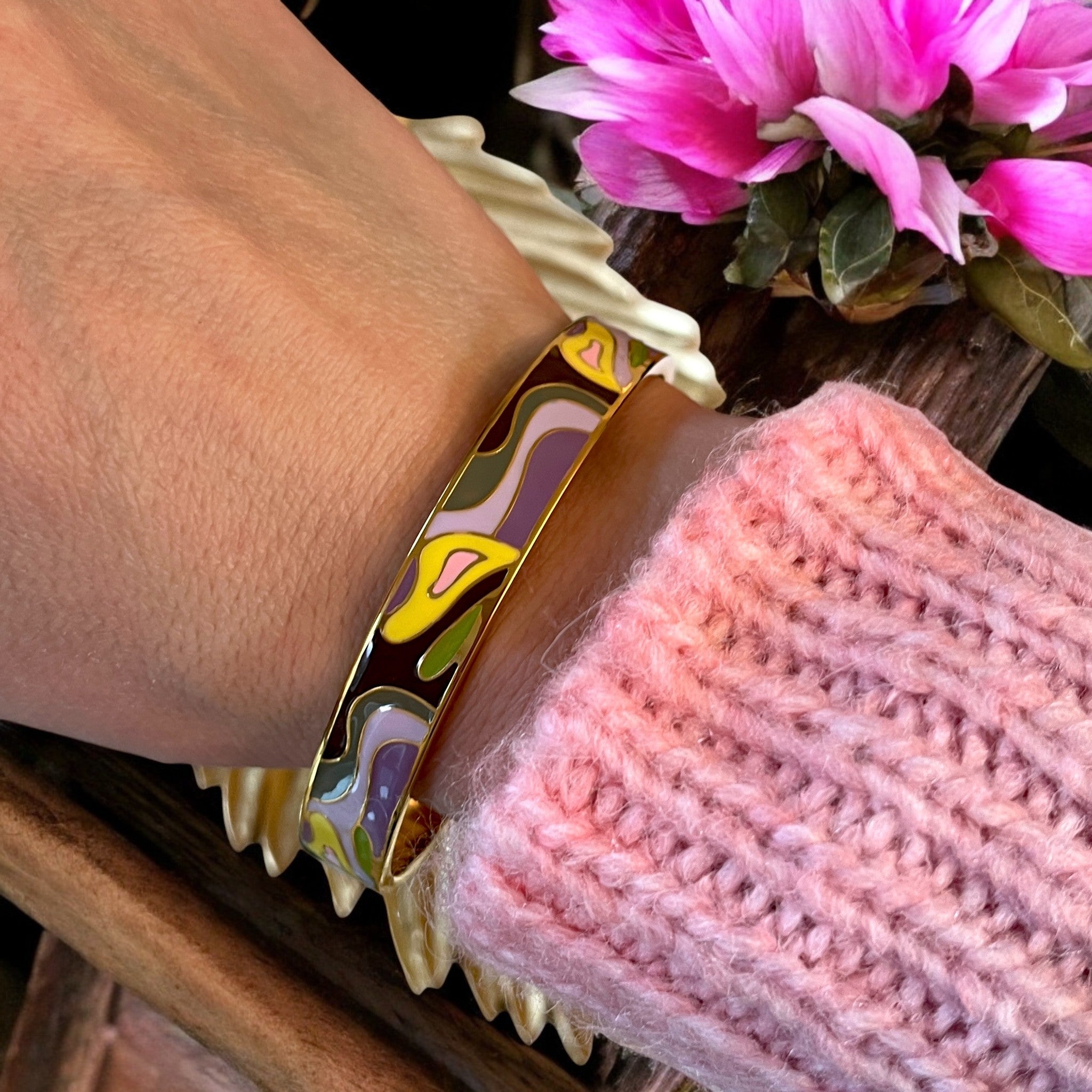 Bracelet jonc "VELORIA" acier inoxydable émaillé