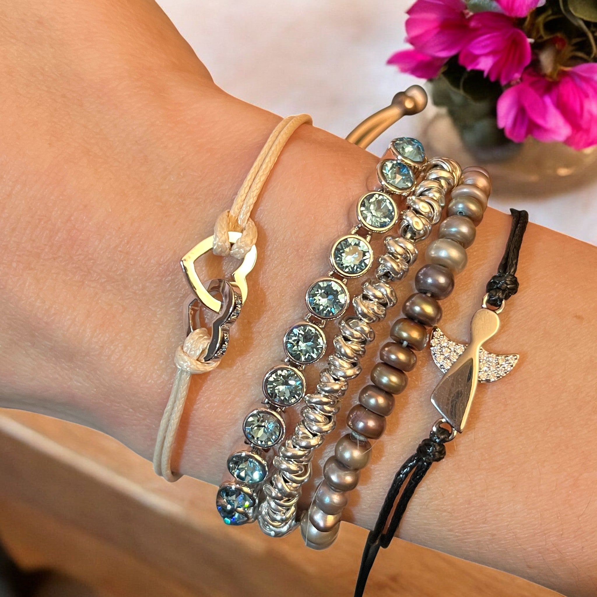 Bracelet "CRISTALIN" avec strass de cristal tchèque bleu